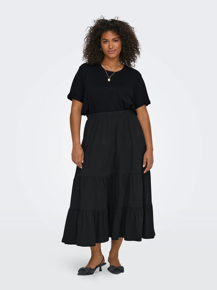 Schwarzes Basic-T-Shirt mit Rundhalsausschnitt