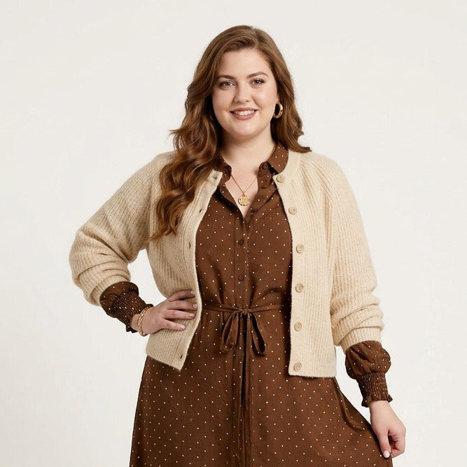 Beige Gebreide Cardigan