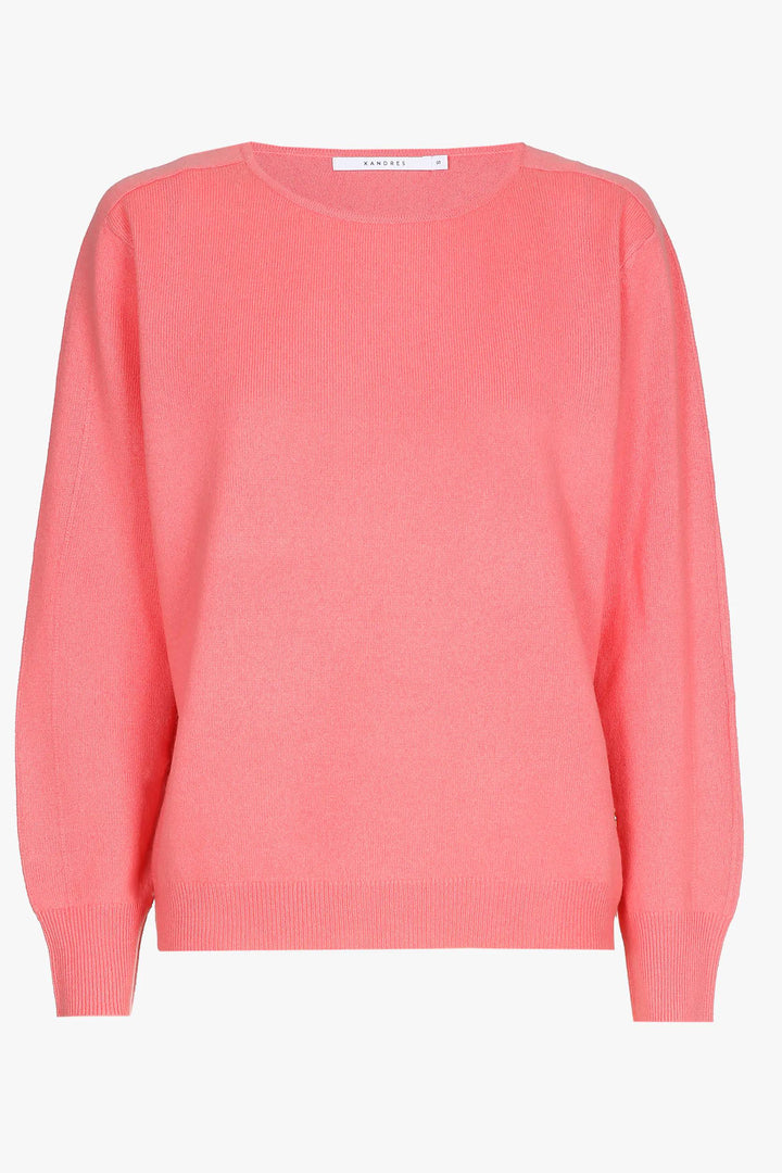 roze soepelvallende trui van kasjmier-xandres-