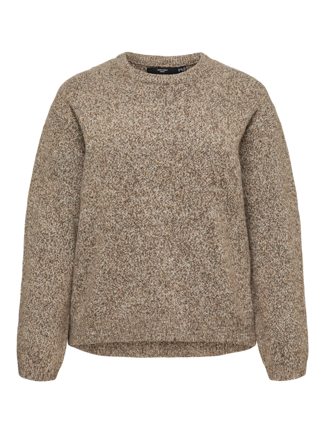Beige-Bruine Gemêleerde Gebreide Trui