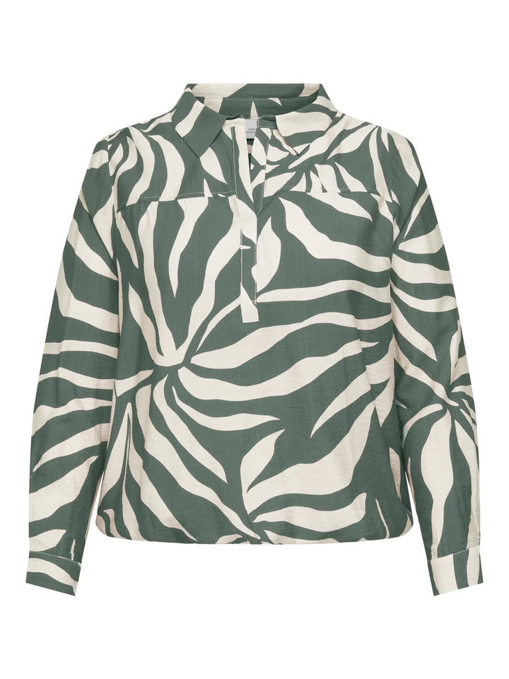 Groene Print Blouse Met V-Hals