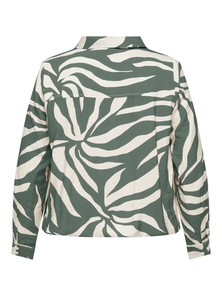 Groene Print Blouse Met V-Hals