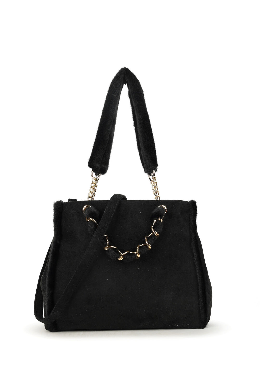 Zwarte Wintertas Met Bontdetails