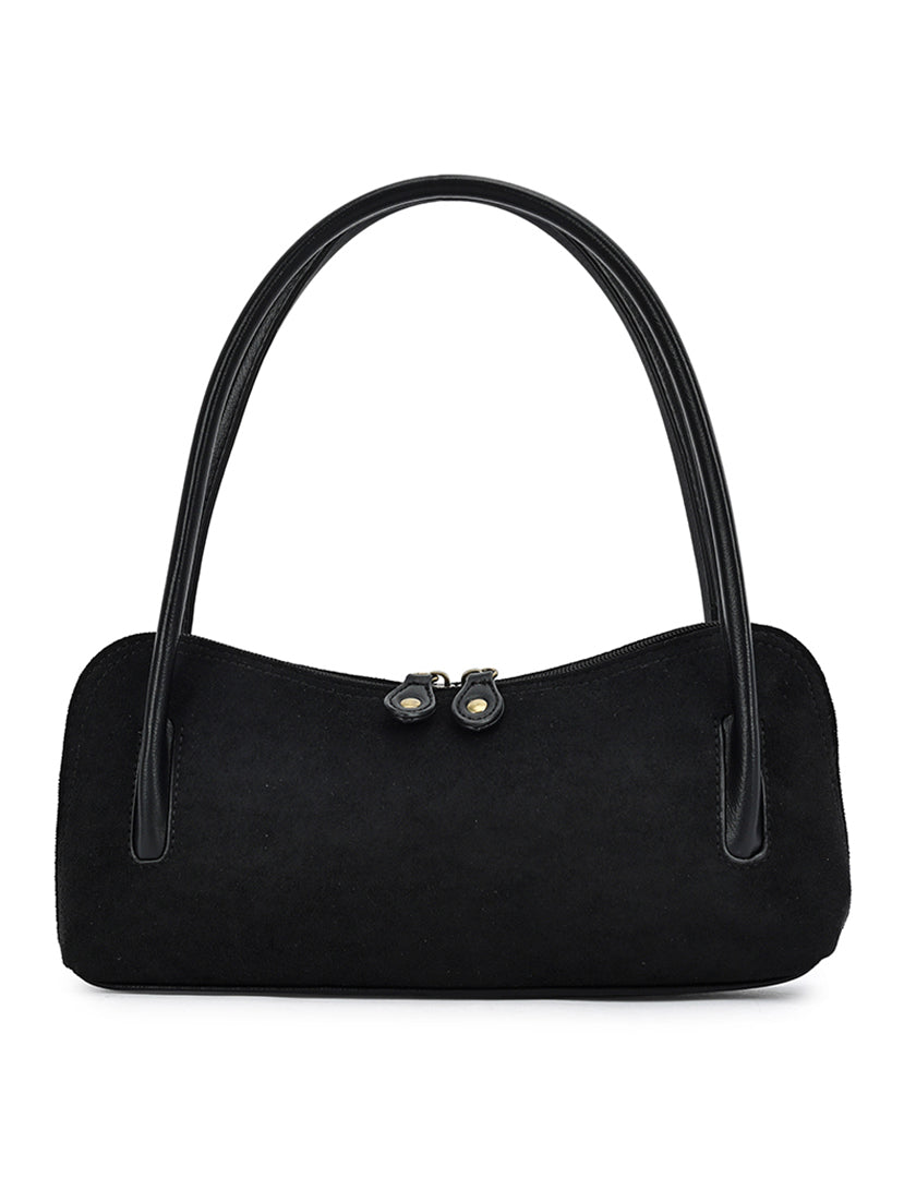 Zwarte Suède Baguette Tas