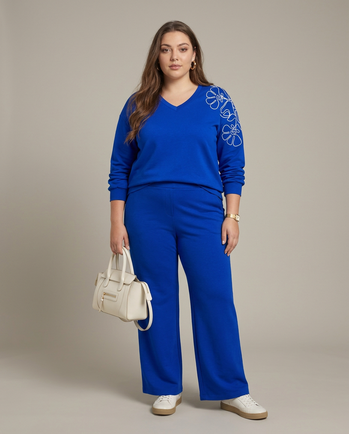 Kobaltblauwe Broek met Wijde Pijpen