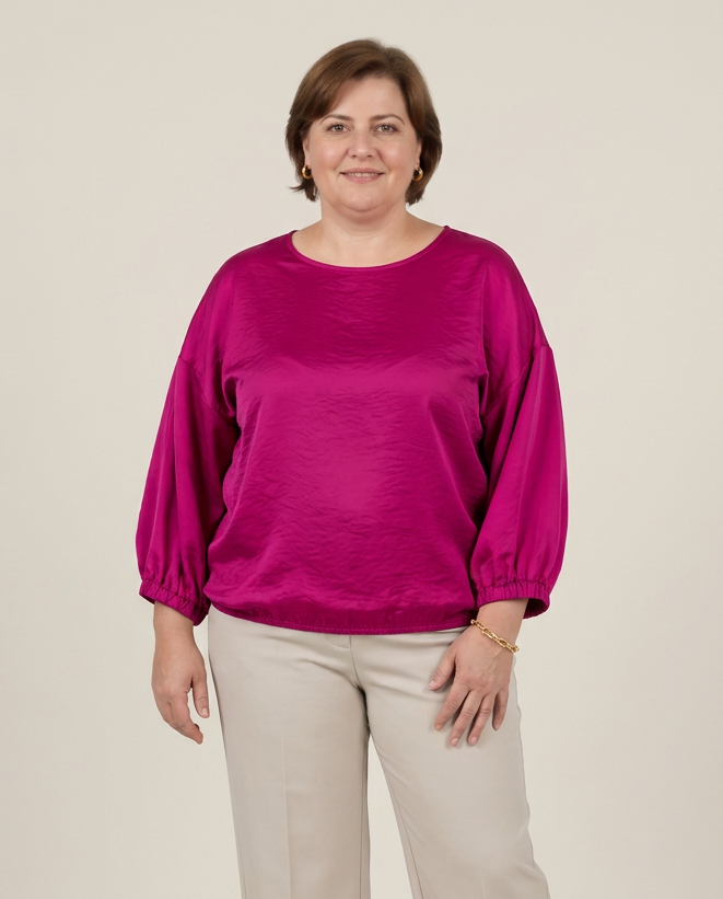 Fuchsia Satijnen Vleermuisblouse