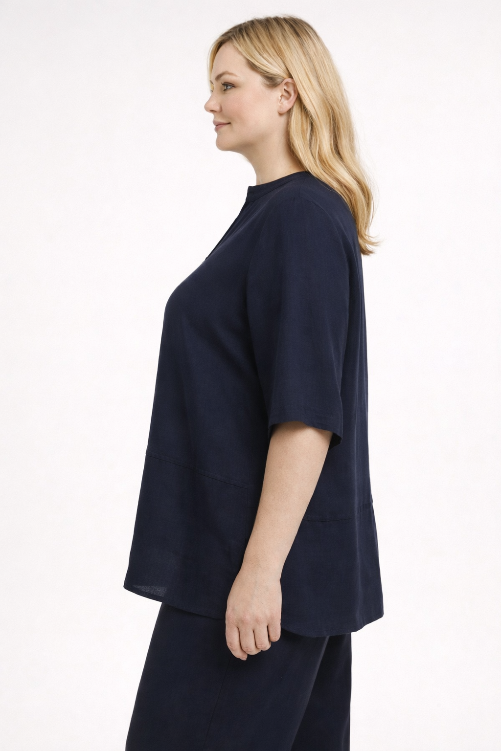 Blauwe Blouse Met V-Hals