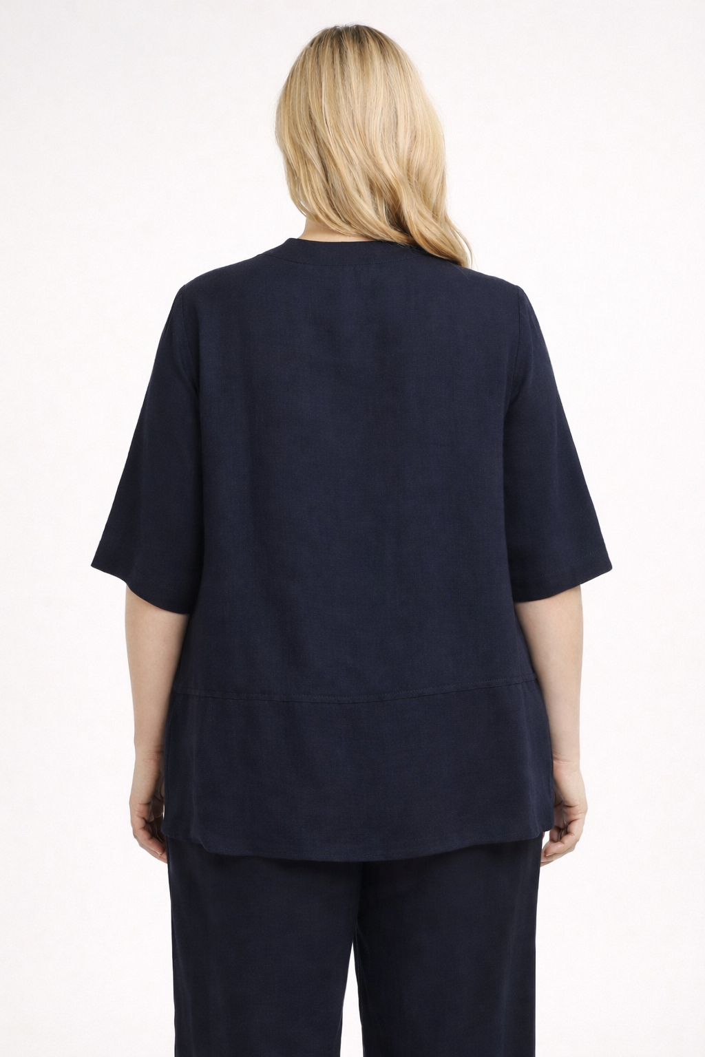 Blauwe Blouse Met V-Hals