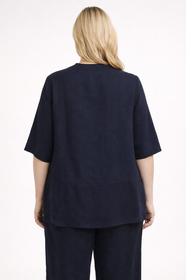 Blauwe Blouse Met V-Hals