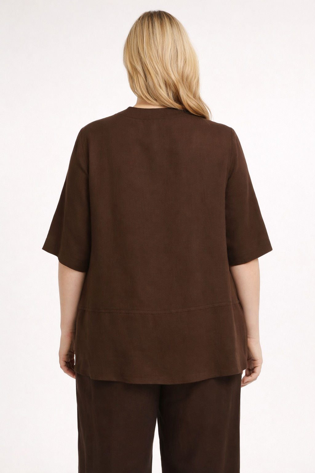 Bruine Blouse Met V-Hals