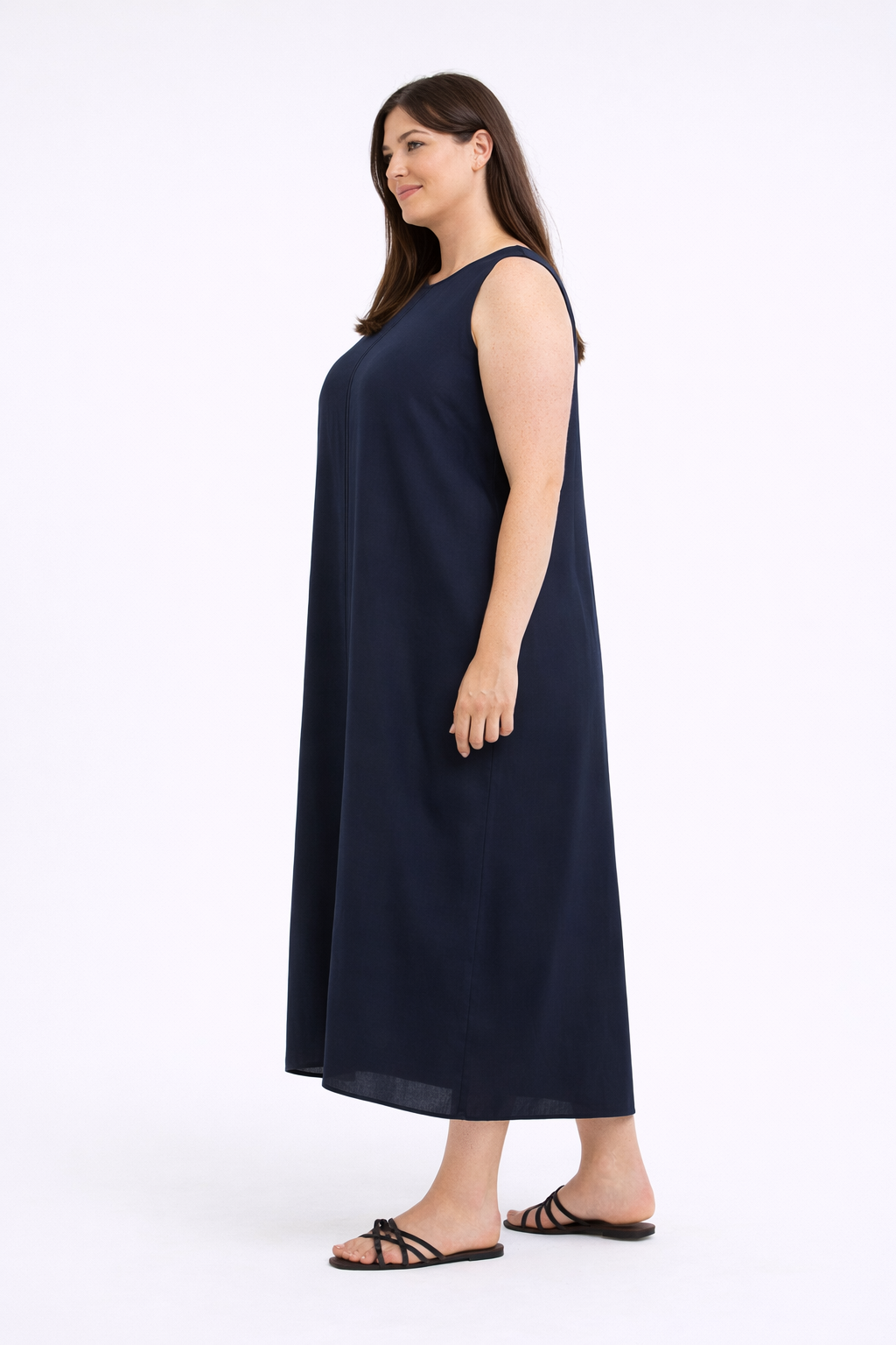 Donkerblauwe Maxi Jurk Met Zakken