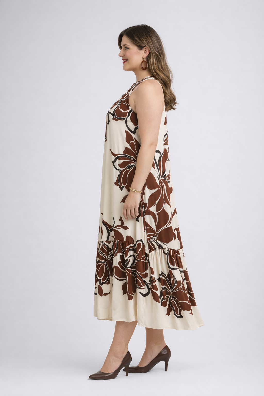 Maxi Jurk Met Omkeerbare Hals En Knoopdetail