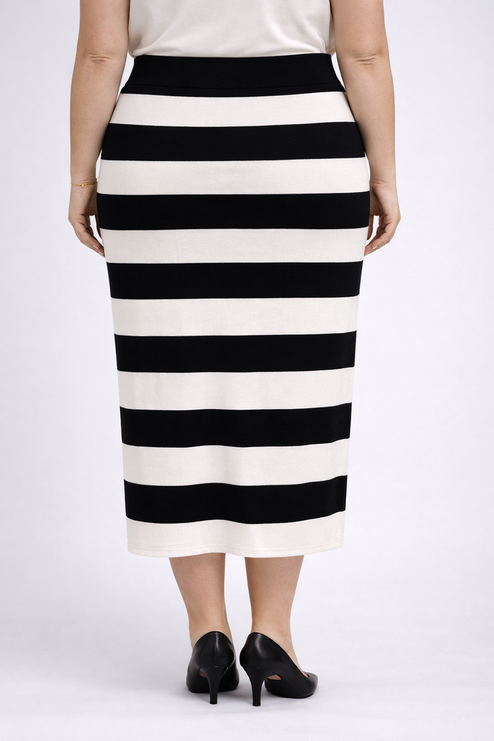Zwart Wit Gestreepte Midi Rok