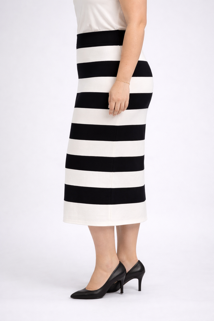Zwart Wit Gestreepte Midi Rok