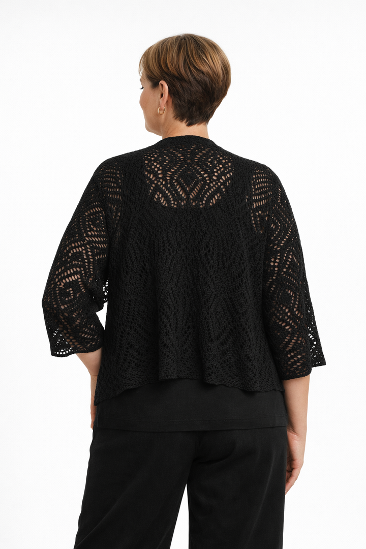 Zwarte Gehaakte Korte Vest