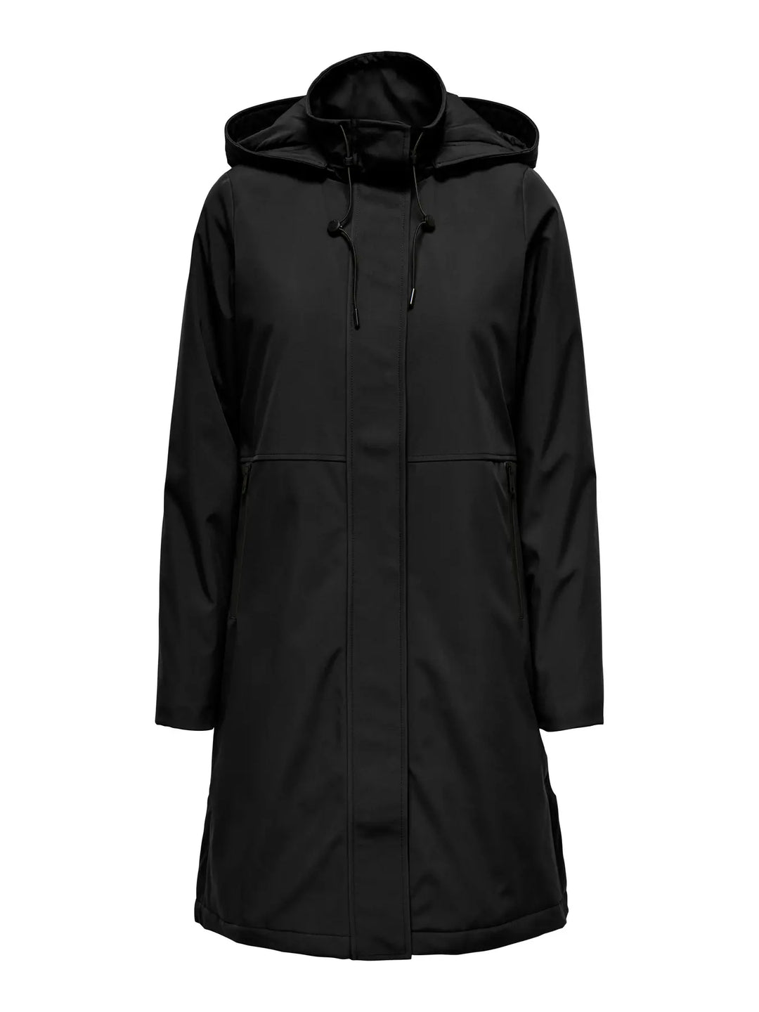 zwarte winterjas met capuchon