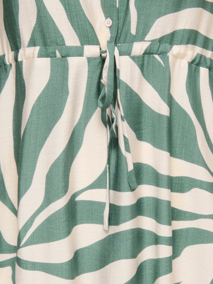 Groene Print Jurk Met Koord
