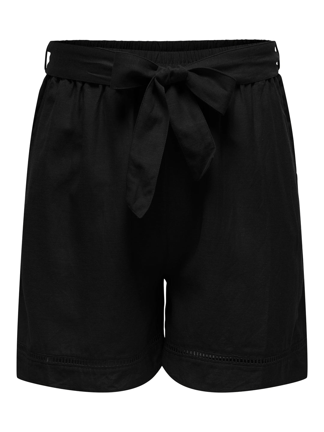 Schwarze Shorts in Übergröße mit Bindegürtel