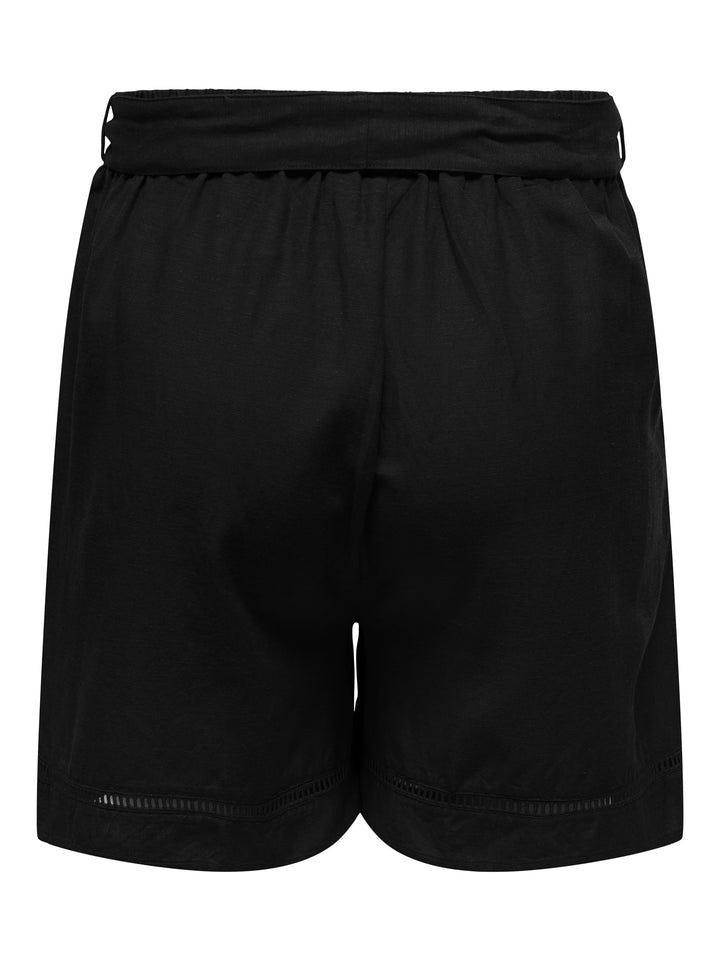 Schwarze Shorts in Übergröße mit Bindegürtel