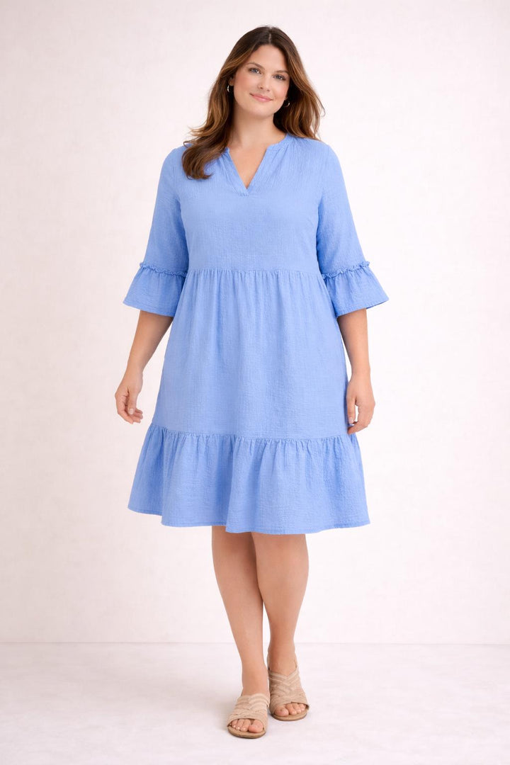 Lichtblauwe Katoenen Jurk