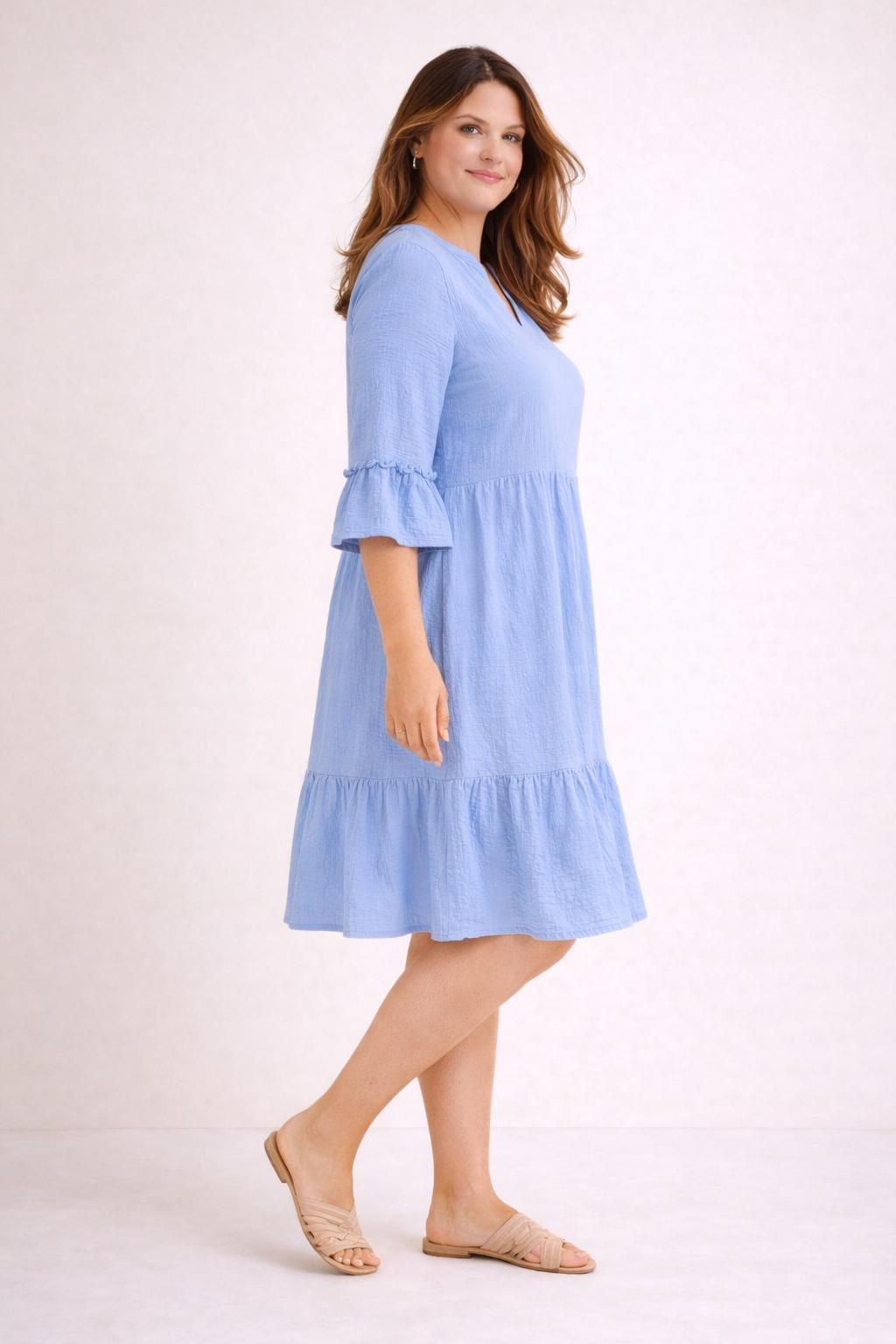 Lichtblauwe Katoenen Jurk