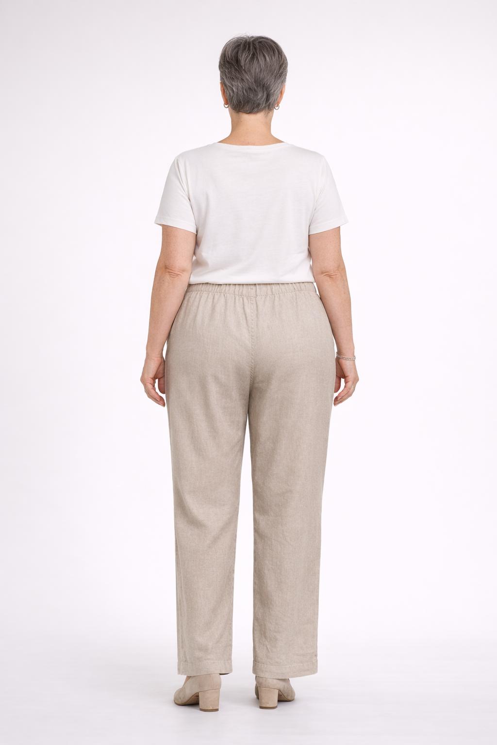 Beige Linnen Viscose Broek