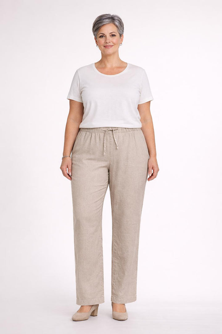 Beige Linnen Viscose Broek