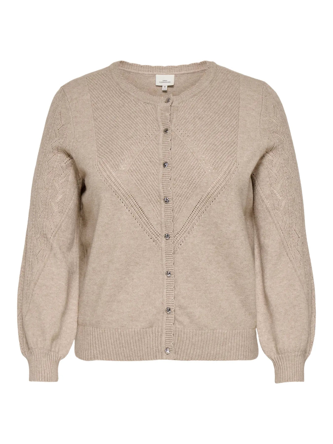Beige Cardigan Met Structuurbreisel