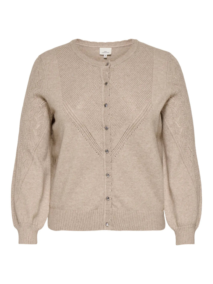 Beige Cardigan Met Structuurbreisel