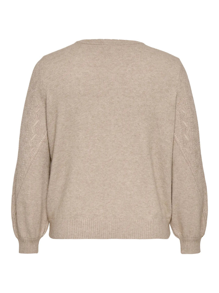 Beige Cardigan Met Structuurbreisel