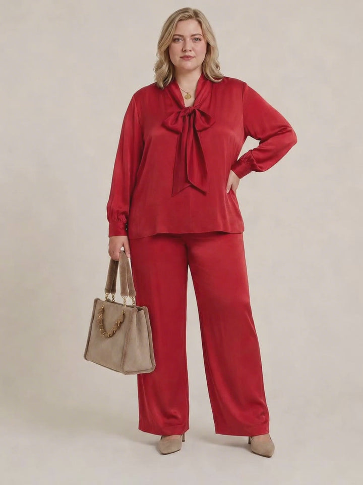 Terracotta Blouse met Strikhals