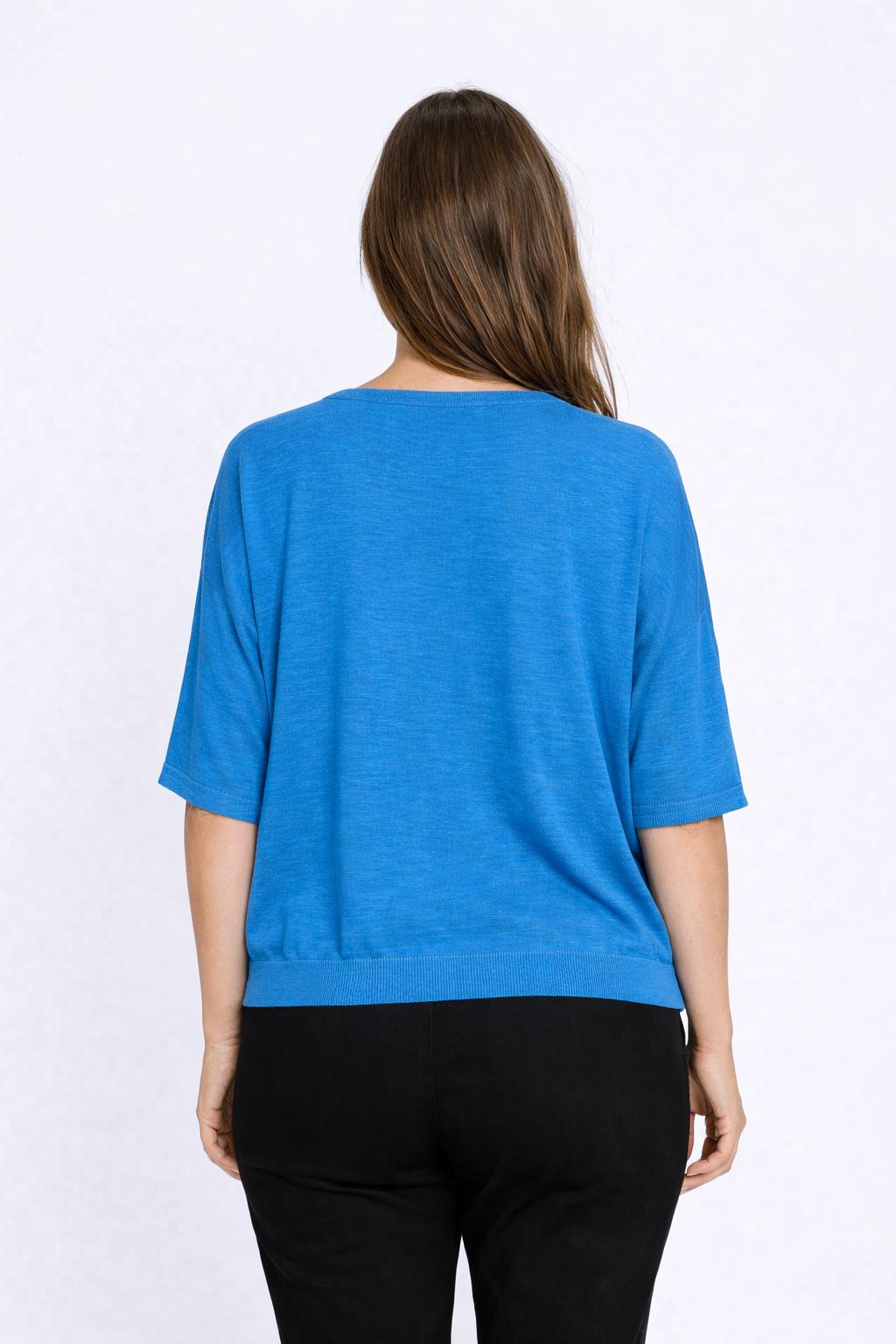 Blauwe Linnenmix T-shirt