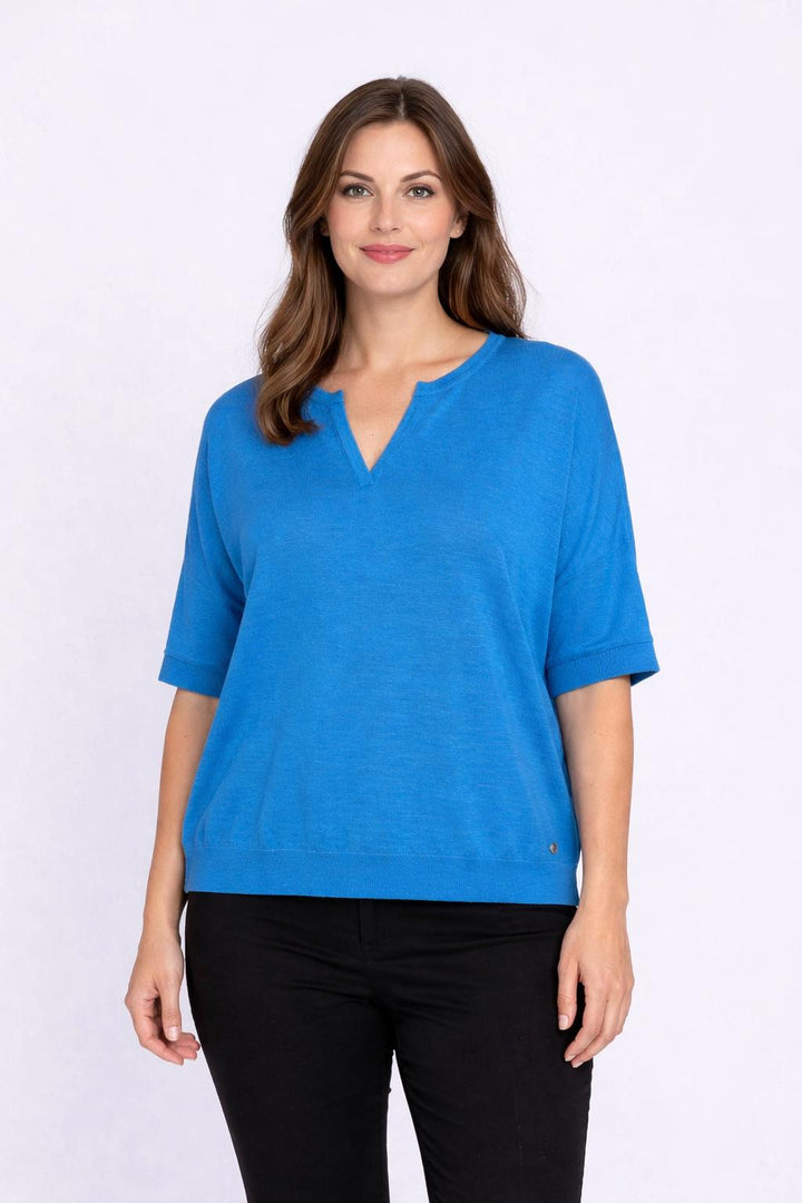 Blauwe Linnenmix T-shirt