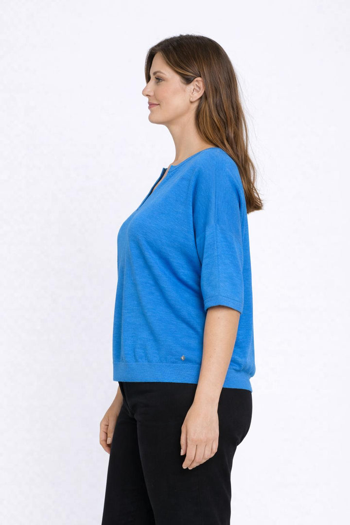 Blauwe Linnenmix T-shirt