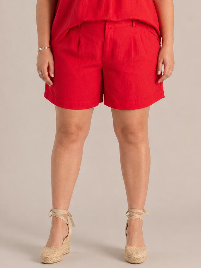 Rode Linnen‑Viscose Shorts