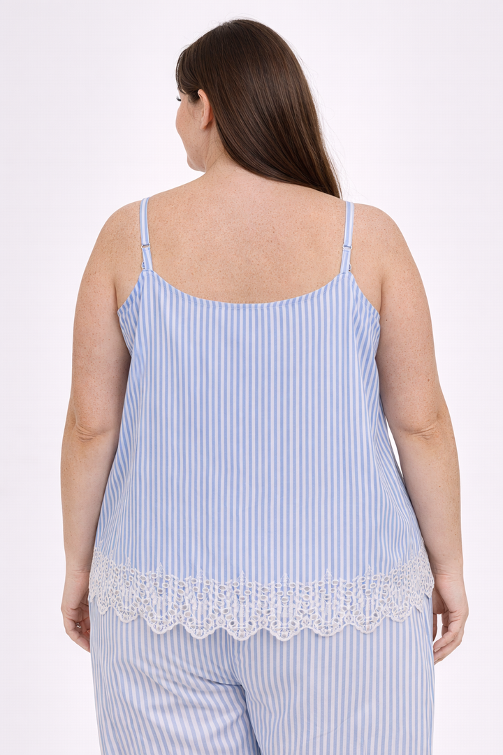 Gestreepte Zomertop Met Borduurdetail