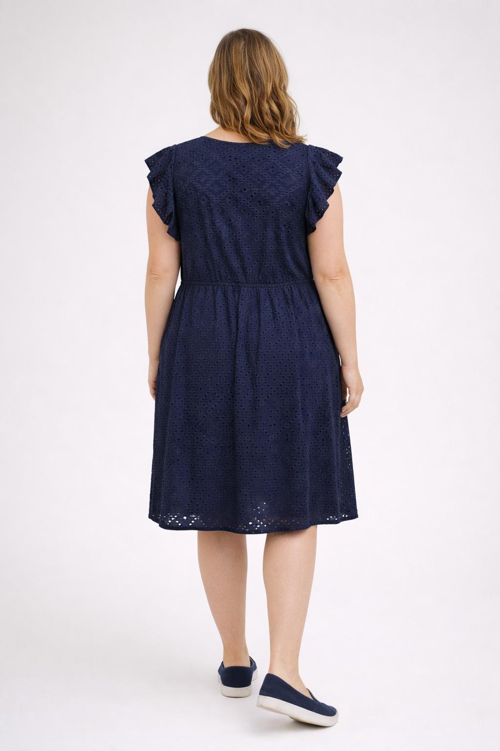 Donkerblauwe Broderie Jurk