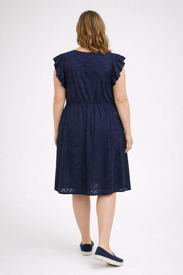 Donkerblauwe Broderie Jurk