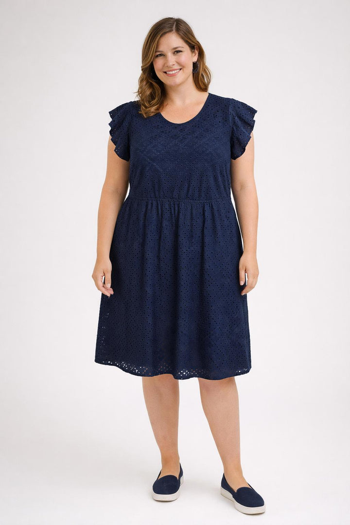 Donkerblauwe Broderie Jurk