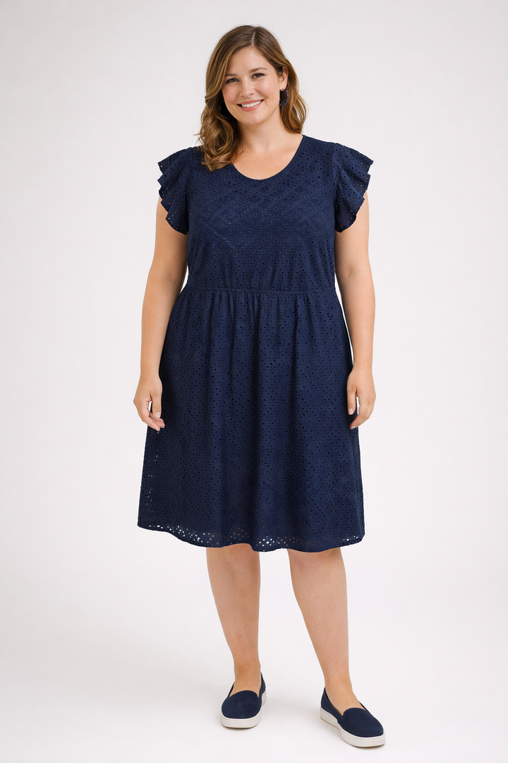 Donkerblauwe Broderie Jurk