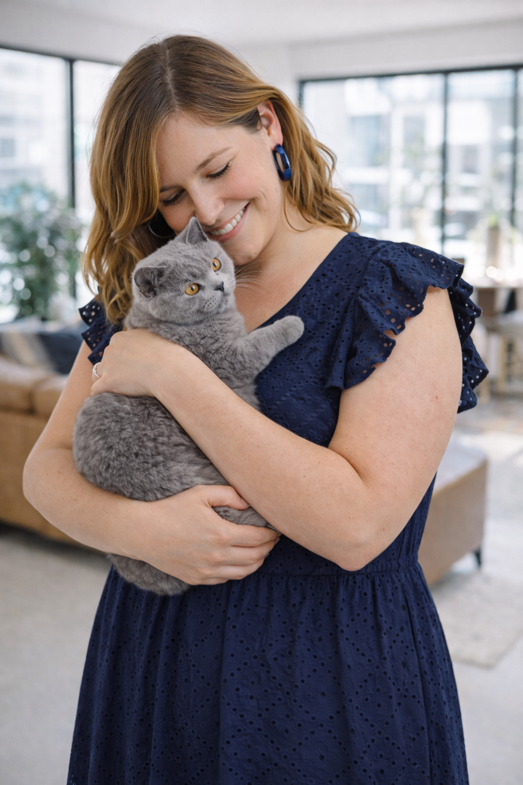 Donkerblauwe Broderie Jurk