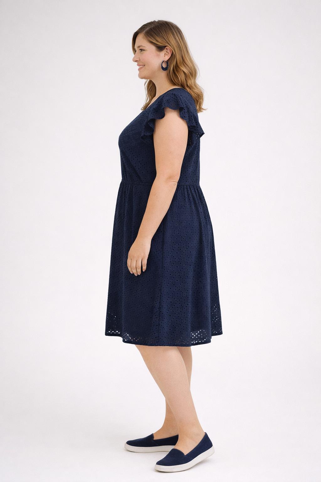 Donkerblauwe Broderie Jurk
