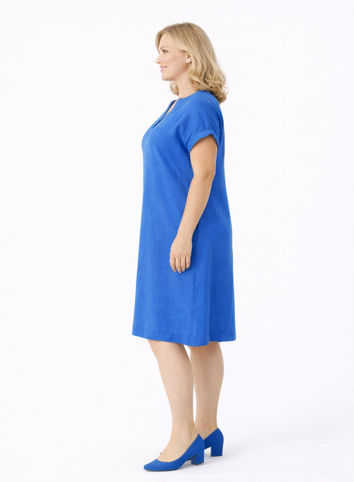 Linnen Jurk Met Splitkraag