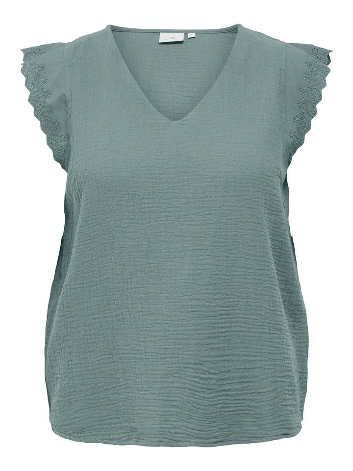 Muntgroene Top Met Kantdetail