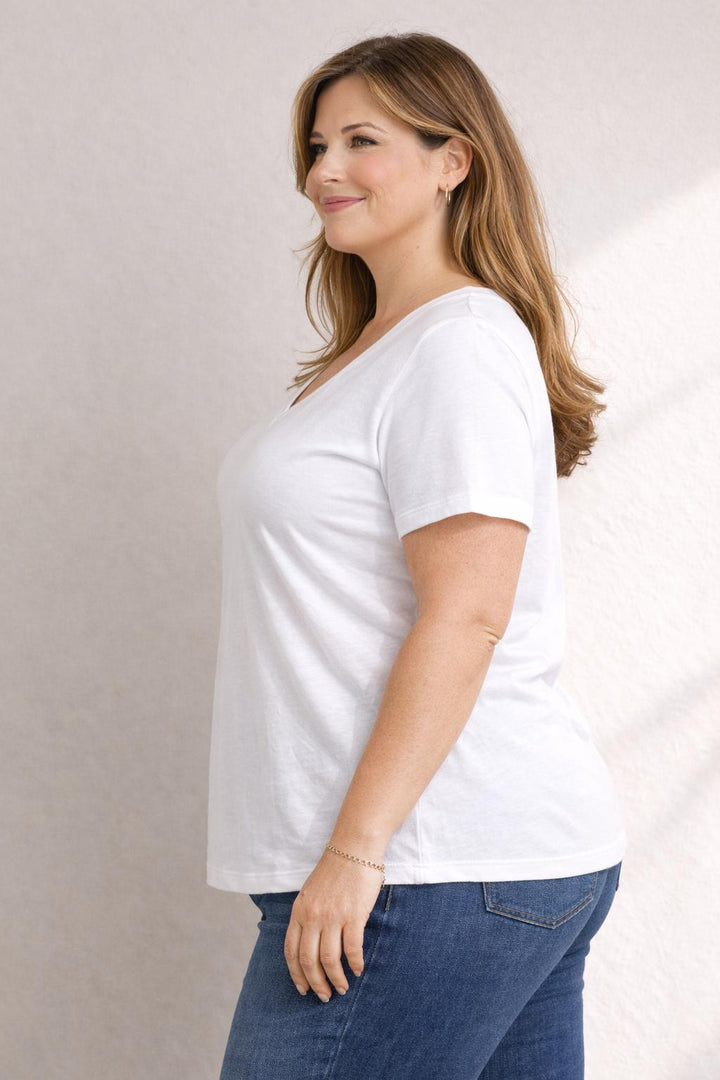 T-Shirt V-Hals Wit