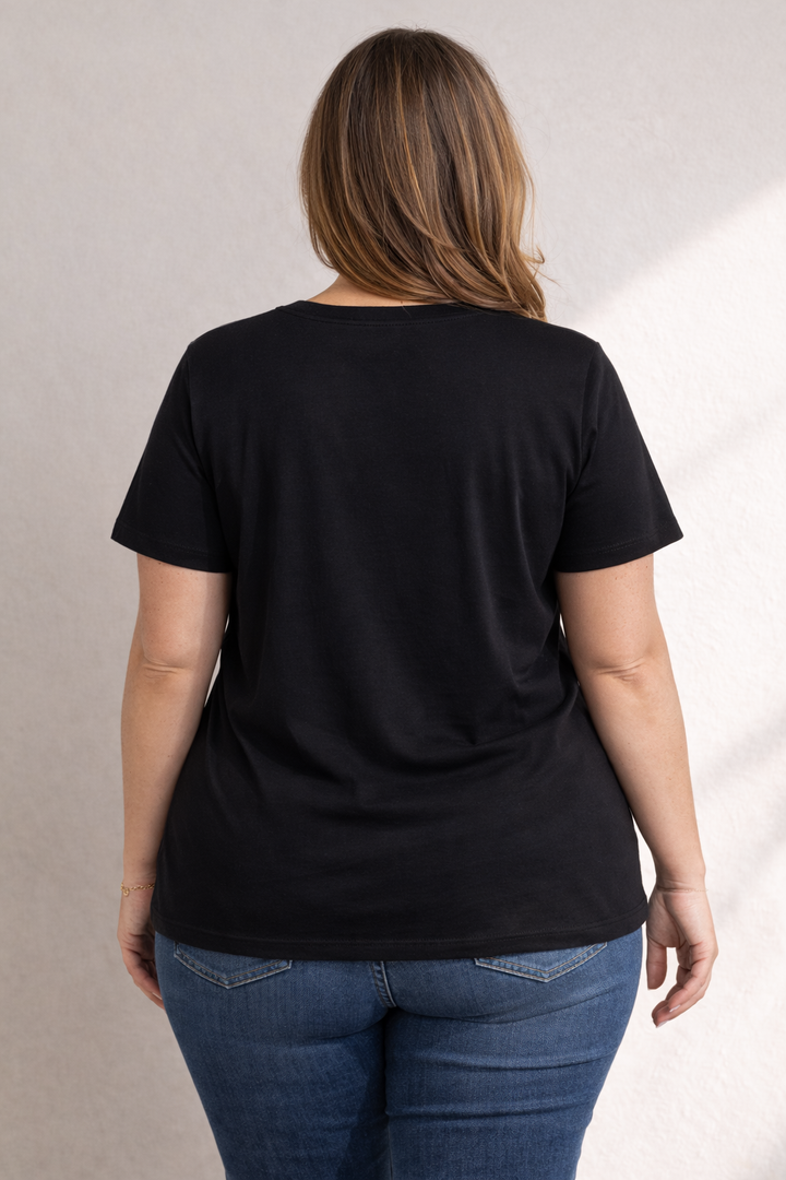 T-Shirt V-Hals Zwart