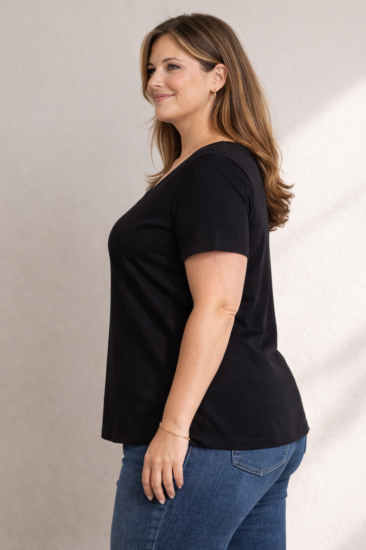 T-Shirt V-Hals Zwart