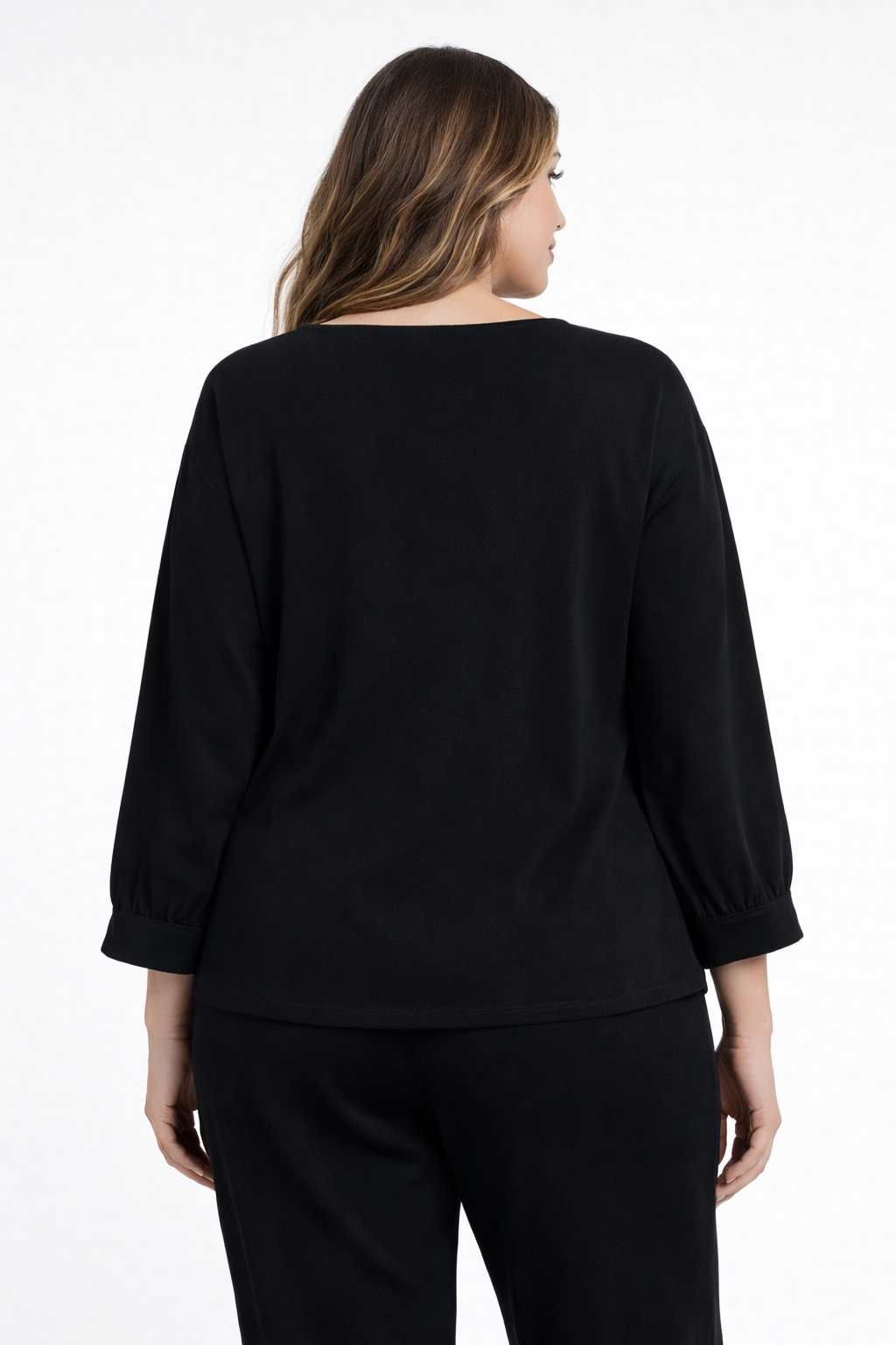 Tijdloze Zwarte Blouse Met 3/4 Mouwen