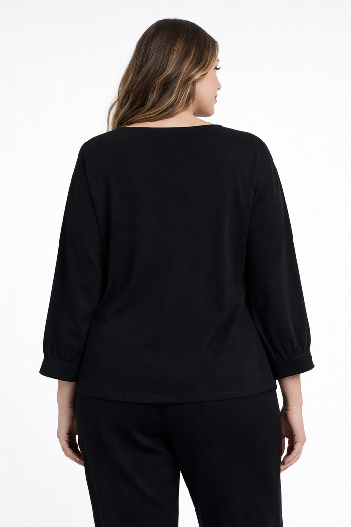 Tijdloze Zwarte Blouse Met 3/4 Mouwen