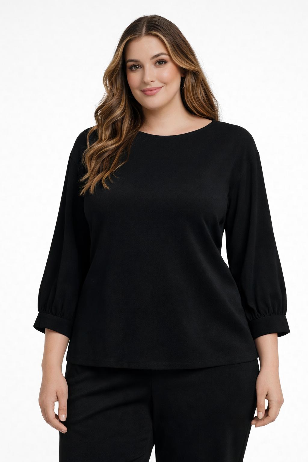 Tijdloze Zwarte Blouse Met 3/4 Mouwen